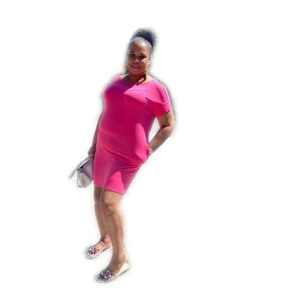 Pink Stretchy T-Shirt Dress  - Picture 1 of 2